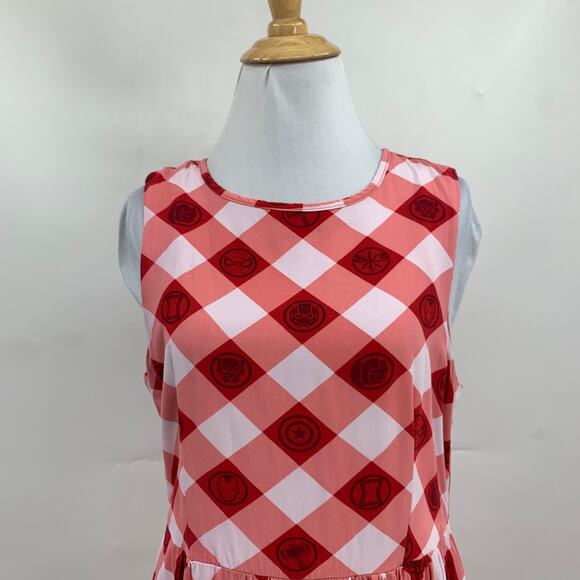 Her Universe Dress Womens S Small Marvel Avengers Icons Gingham Tiered Mini - Picture 3 of 15